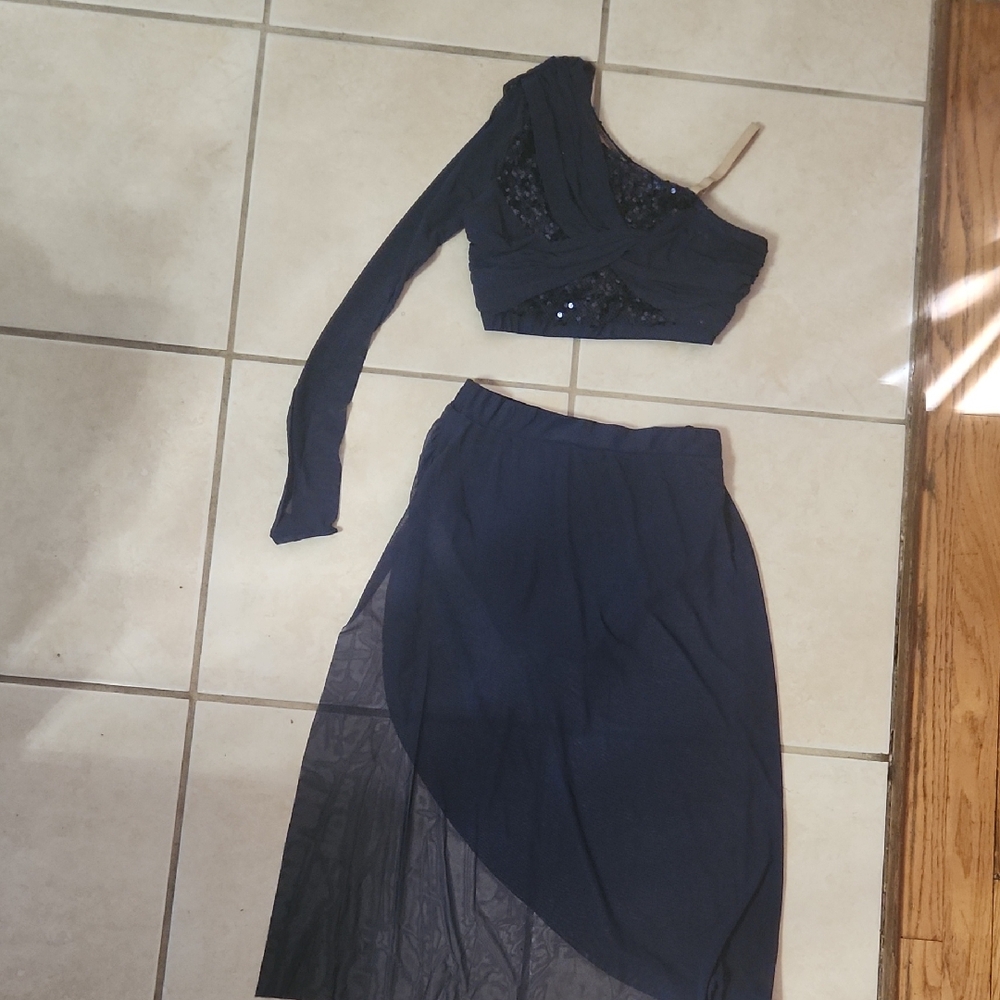 Navy Blue Jazz  DanceCostume Women's Skirt Set
